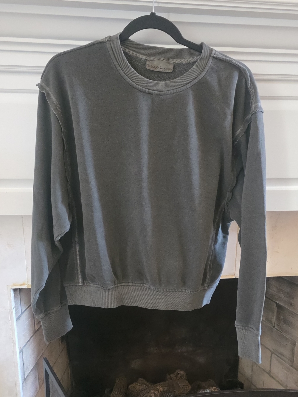 Zenana Outfitters Women's Washed Gray Crewneck Sweatshirt